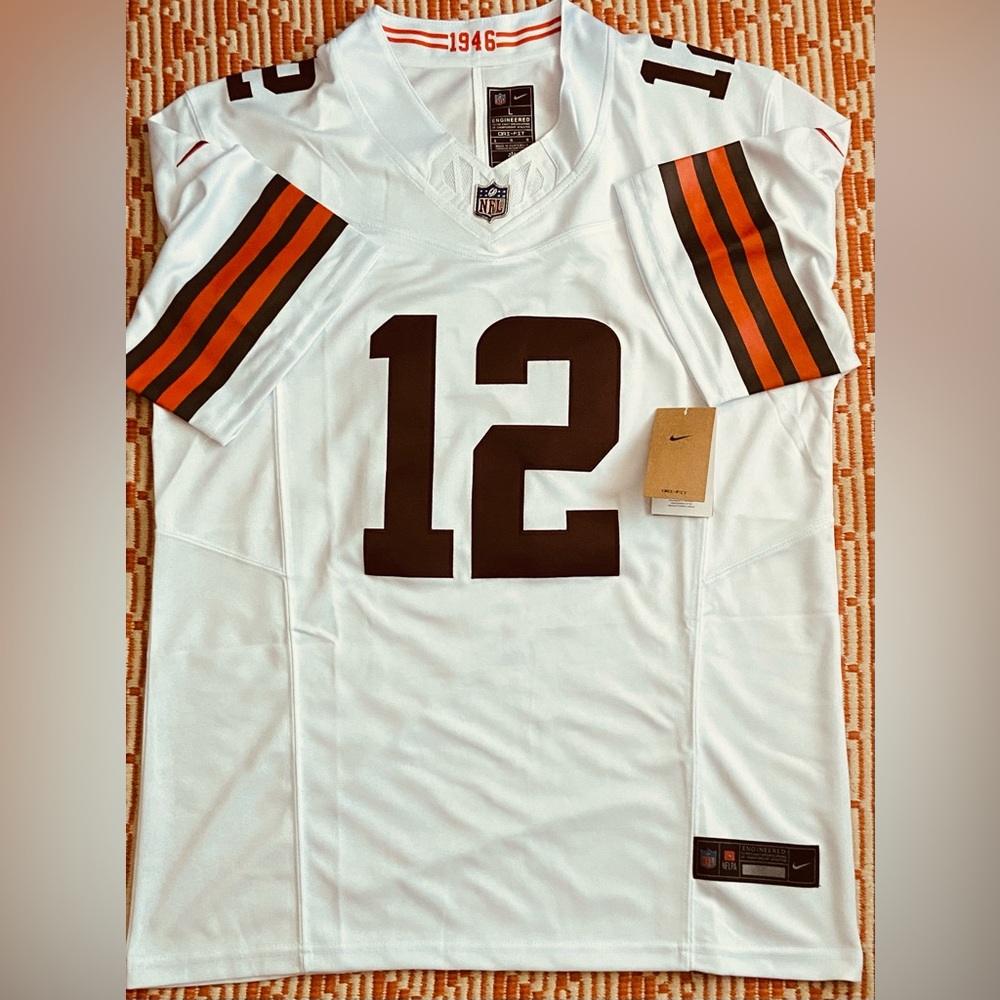 Cleveland Browns #12 Shedeur Sanders White Jersey Sz:Large